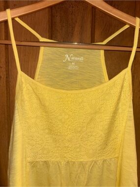 Natural Reflections Bright Yellow Crochet Spaghetti Strap Tank